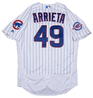2016 Jake Arrieta Game Used Chicago Cubs Home Pinstripe Jersey Worn vs Colorado on 4/16/16 (MLB Authenticated)